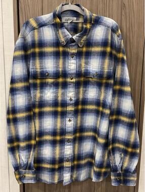 Ocean + Coast Mens Long Sleeve Button Up Blue/yellow Plaid Shirt Size XXL